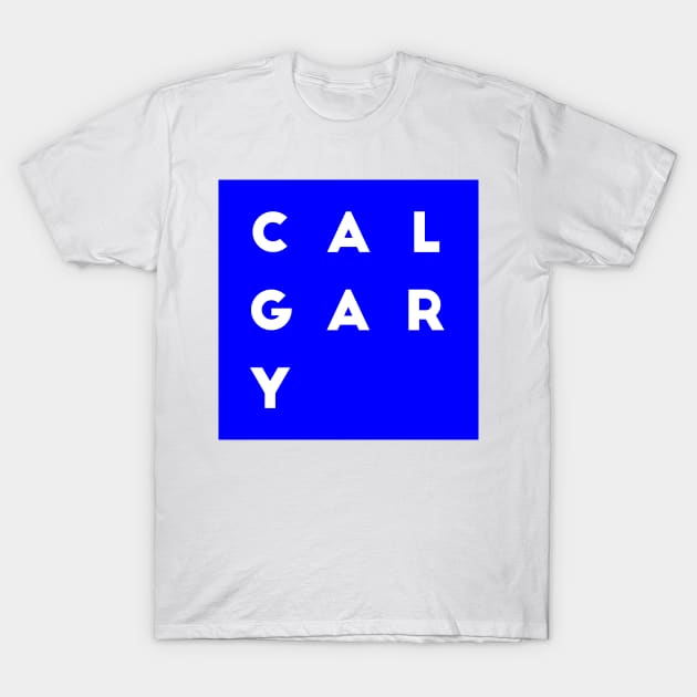 Calgary | Blue square, white letters | Canada T-Shirt by Classical